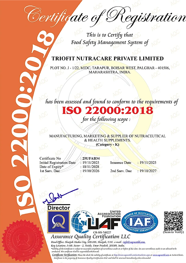 ISO:22000 Certificate Certificate — Hartman Enterprises LLP